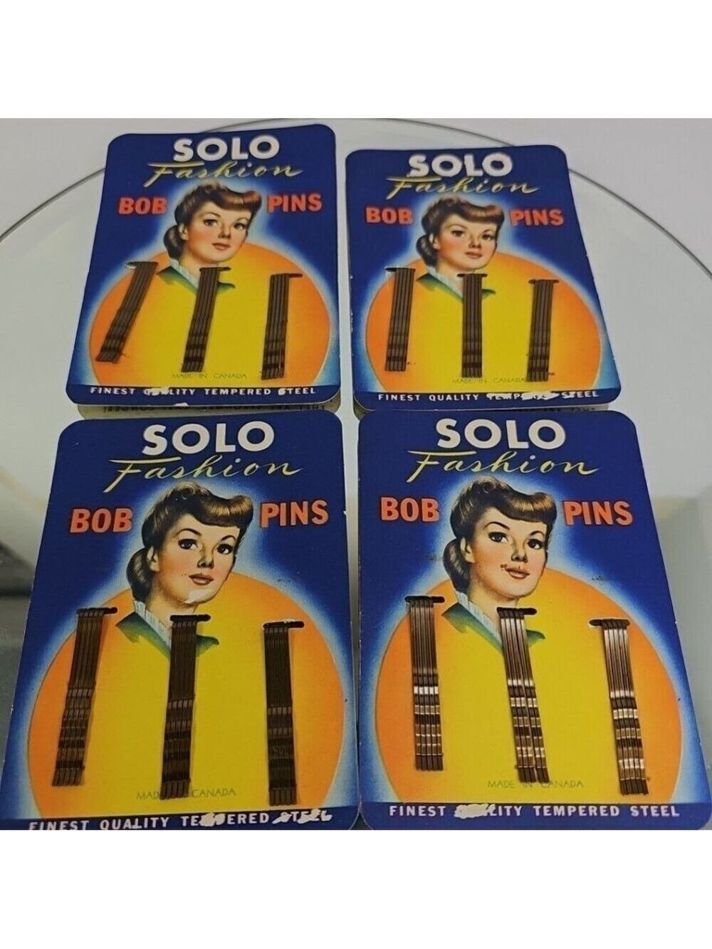 Solo Fashion Bob Pins New Old Stock Made in Canada Set Of 4 Packs: 30 Pins Total